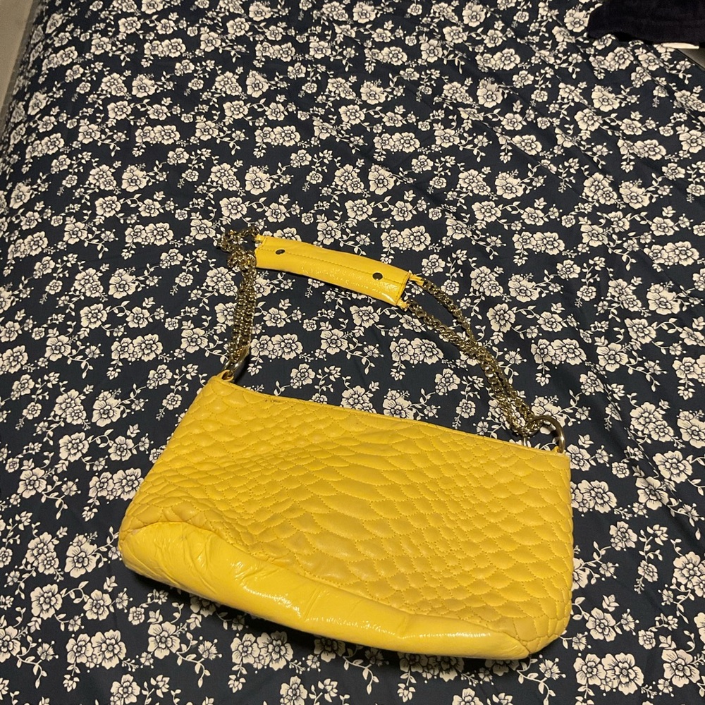 Yellow Quilted Chain Shoulder Bag